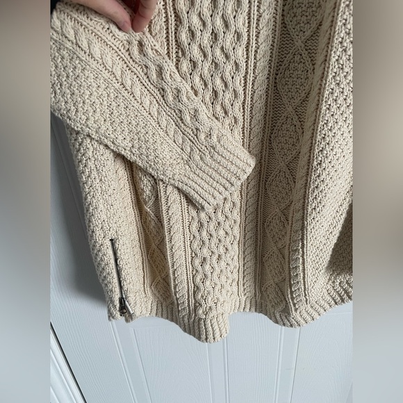 LL Bean Signature XL Cotton Fisherman Cable Knit Tunic Sweater Beige NWT - Picture 6 of 14